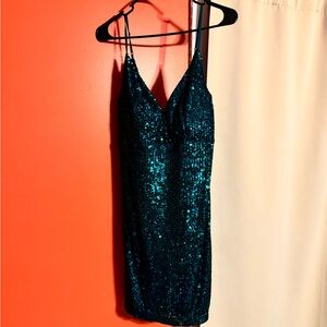 Elegant Teal Sequin Dress
